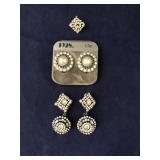 Crystal Accent Designer Clip Earrings