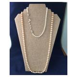2 Faux Pearl Necklaces.