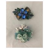 Colorful Crystal Accent Floral Brooches