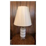 Mid-Century Glass & Brass Table Lamp
