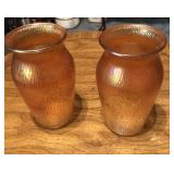 Pair of Amber Pressed Glass Vases
