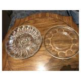 Vintage Pair of Pressed Glass Egg Platters