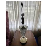 Vintage Pressed Glass & Brass Table Lamp