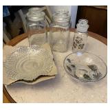 Assorted Collection of Glass Cannisters & Bowls