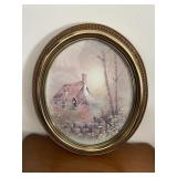 Vintage Oval Framed Print