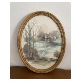 Vintage Oval Framed Print