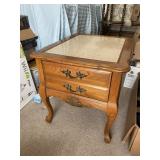 Vintage Marble-Top Inlaid End Table