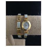 Vintage Gem Time Jade Goldtone Watch & Bracelet
