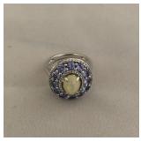 .925 Sterling Silver Amethyst & Opal Cluster Ring
