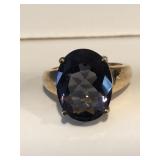 Vintage .925 SS Gold Clad Blue Tanzanite Ring
