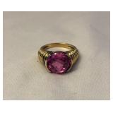 Vintage .925 SS Gold Clad Pink Topaz Ring