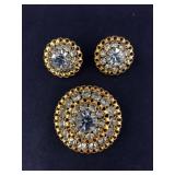 Vintage Goldtone Brooch & Clip Earrings