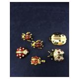 Vintage Collection of Lady Bug Pins & Pendant