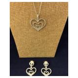 Nolan Miller Heart Crystal Pendant & Earrings