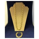 Heavy Goldtone Chain Necklace & Bracelet