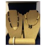 Vintage Curved Bead Heart Pendant Necklaces