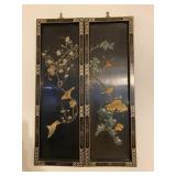 Vintage Japanese Black Lacquered Wall Panels