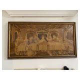 Vintage Last Supper Art Marquetry & Wood Burning