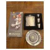Oneida Hostess Set, Flask & Accessories