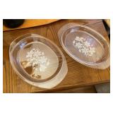 Vintage Floral Glass Serving Platters