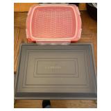 Vintage Calphalon Cake Pan & Covered Plasticware