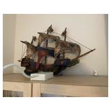 Vintage Model Ship with Midieval Shield