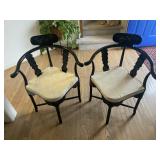 Pair of Asian Black Lacquer Corner Chairs