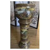 Vintage Chinese Satsuma Jardiniere & Pedestal