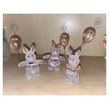 Vintage Set of 3 Frosted Glass Bunny w/Balloons