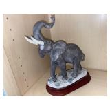 Vintage Elephant Figurine on Wood Base