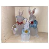 Vintage Hollow Frosted Glass Bunny Family
