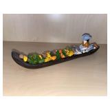 Vintage Hand-painted Ceramic Vegetable Canoe