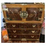 Vintage Hollywood Regency Chinoiserie Tansu Chest