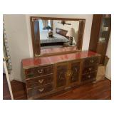 Hollywood Regency Chinoiserie Burled Triple Dressr