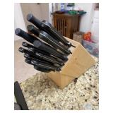 Vintage Knife Block and Stainless Steel Knife Set
