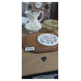 LOT OF GOODIES, CHEESE BOARD, PITCHER AND BOWL