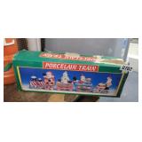 PORCELAIN CHRISTMAS TRAIN IN ORIGINAL BOX