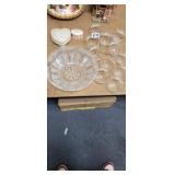 GLASS BOWL, CUPS, 2 DRESSER BOXES