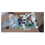 BOX FULL OF ARTS & CRAFTS PAINTS, BRUSHES, ETC.