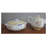 TEAPOT AND BOWL AUTUMN GOLD PATERN