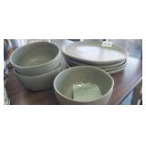(4) PLATES, (3) BOWLS HEARTH & HOME STONEWARE