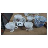 LOT OF DISHES, JAPANESE TEA SET, STACKING PLANTERS