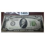 1934 TEN DOLLAR GREEN SEAL, FEDERAL RESERVE NOTE