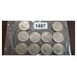 (10) CLAD, KENNEDY HALF DOLLARS