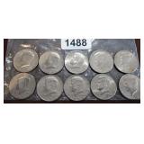 (10) CLAD, KENNEDY HALF DOLLARS
