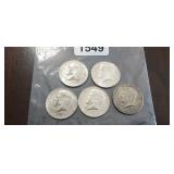 (5) 40% SILVER KENNEDY HALF DOLLAR