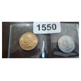 GOLD COLORED CONNECTICUT & NEW JERSEY QUARTERS