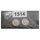 (2) MERCURY HEAD DIMES