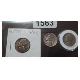 (3) NICKELS  1957 D,1944, 1942