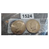 (2) EISENHOWER ONE DOLLAR COINS